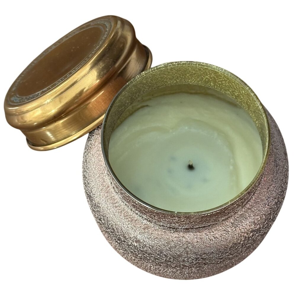 Capri Blue Empty Candle Jar 19oz Rose Gold Glam Glass Glitter Brass Lid DIY - Picture 4 of 5